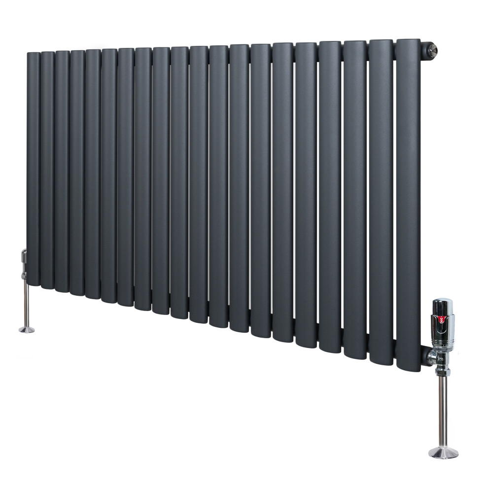 Monstershop Unisex Grey Oval Single Column Radiator & Valves – 600Mm X 1200Mm – Anthracite In - Image 3