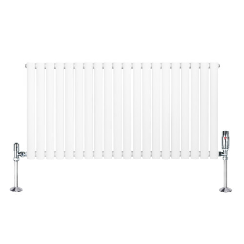 Oval Single Column Radiator 600mm x 1200mm & TRV Chrome Valves Modern Designer Single Panel