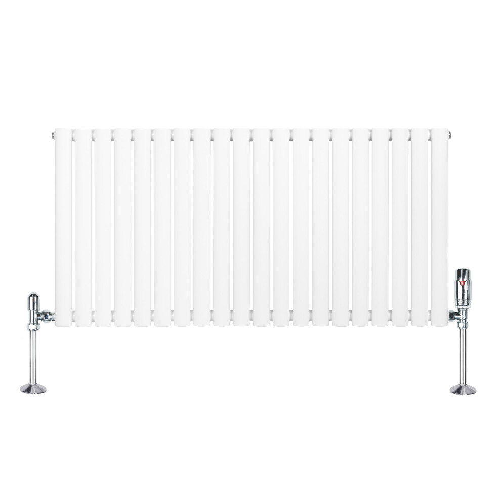 Monstershop Oval Single Column Radiator & Valves – 600mm x 1200mm – White - Image 3