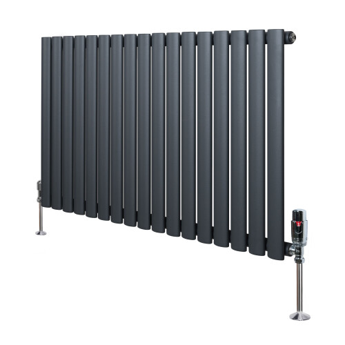 Gliederheizkörper mit TRV Chromventile – 600mm x 1020mm – Anthrazitgrau