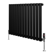 Radiador Ovalado Columna Simple Negro 600x780mm 742W + Válvulas