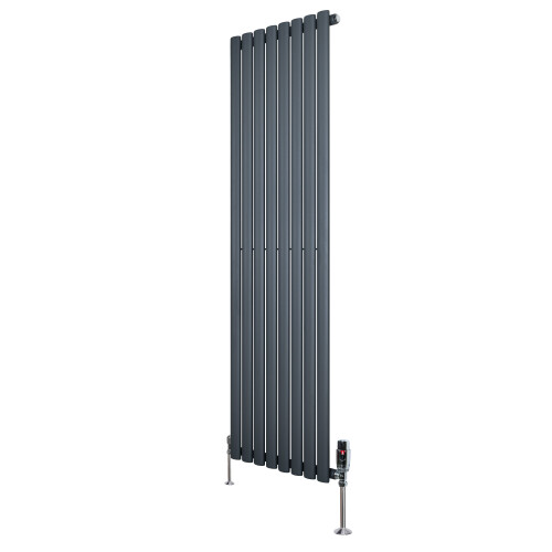 Gliederheizkörper mit TRV Chromventile – 1600mm x 480mm – Anthrazitgrau