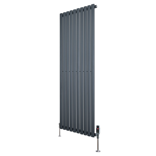 Gliederheizkörper mit TRV Chromventile – 1600mm x 600mm – Anthrazitgrau