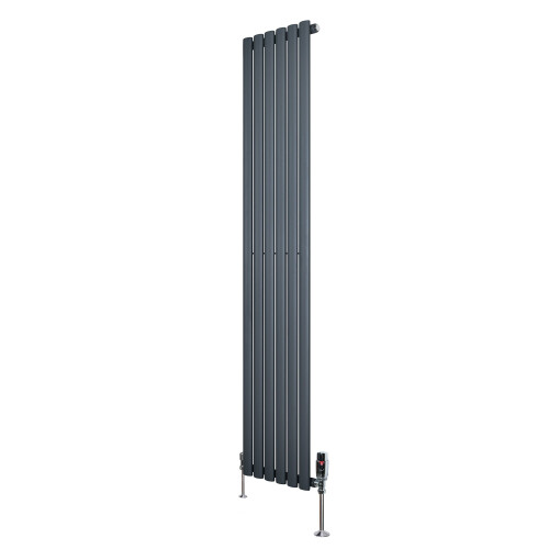 Gliederheizkörper mit TRV Chromventile – 1800mm x 360mm – Anthrazitgrau