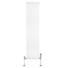 Ovale Design Radiator - 1 Kolom - 1600 mm x 360 mm - Wit - Incl. Haakse Thermostaatkraan