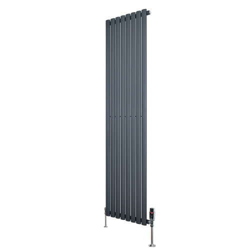 Gliederheizkörper mit TRV Chromventile – 1800mm x 480mm – Anthrazitgrau