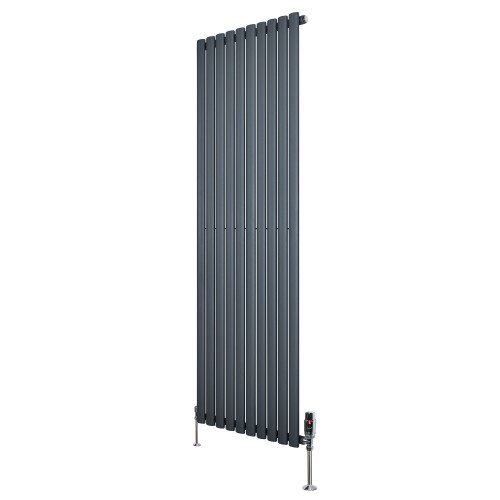 Gliederheizkörper mit TRV Chromventile – 1800mm x 600mm – Anthrazitgrau
