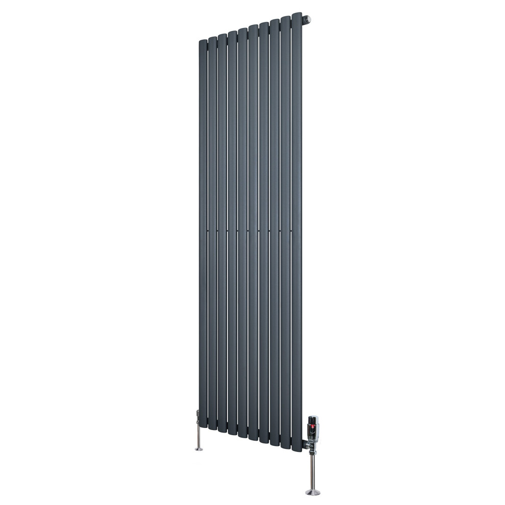 Monster Shop Oval Single Column Radiator With Valves - Anthracite Grey / 60Cm / 180Cm - Image 3