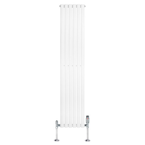 Radiatore Verticale Ovale 1800x360mm Bianco con Valvole TRV