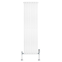 Ovale Design Radiator - 1 Kolom - 1800 mm x 480 mm - Wit - Incl. Haakse Thermostaatkraan