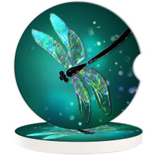 Dessous de verre en céramique Libellule verte (lot de 2)