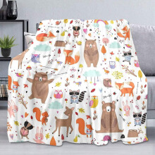 Filt med skogsdjur i fluffig flanell, 60x80 tum