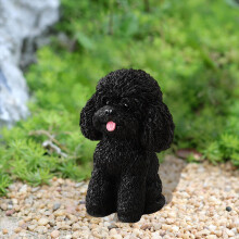 Sitzende Hundestatue aus Kunstharz, Schwarz, 19 x 13 x 12 cm