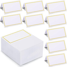 100 marque-places vierges dorés à la feuille d'or, 8,9 x 5,1 cm