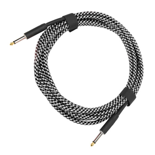 Fiche plaquée nickel, câble blanc tressé blindé, 6 m
