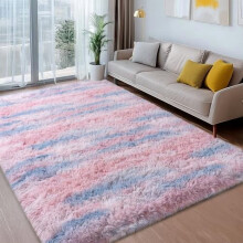 Tapete felpudo roxo de 1,5 x 2,1 m, antiderrapante, para sala de estar.