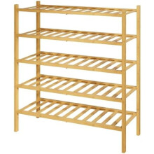 Étagère à chaussures en bambou à 5 niveaux, empilable et modulaire