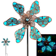 Girouette papillon lumineuse en métal 35 pouces