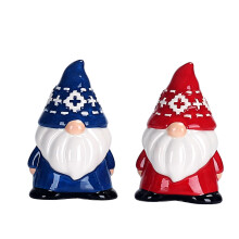 Ensemble sel et poivre Bico en céramique, motif gnome, rouge, 2 pièces