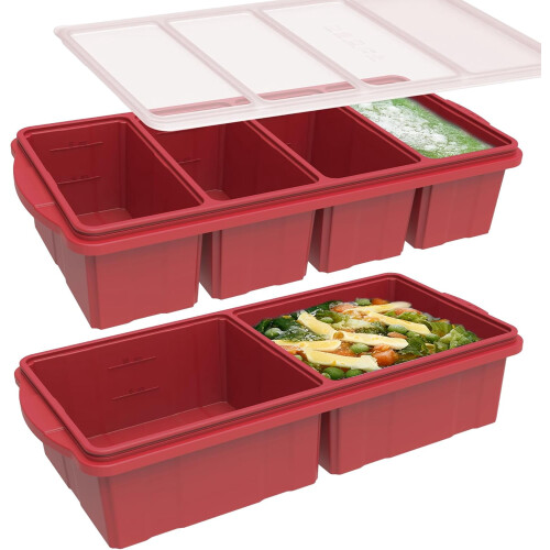 Silikonfrysbricka med lock, 1-kopp och 2-kopp, 2-pack