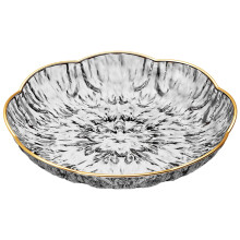 Plateau de service carré à fruits en plastique noir, 24 cm.