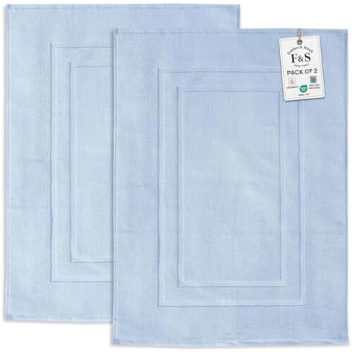 Tapetes de banho Feather & Stitch em algodão felpudo, conjunto de 2 peças, 76 x 53 cm (30 x 21 polegadas).