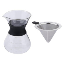 Cafetière à filtre en verre avec filtre en acier inoxydable,