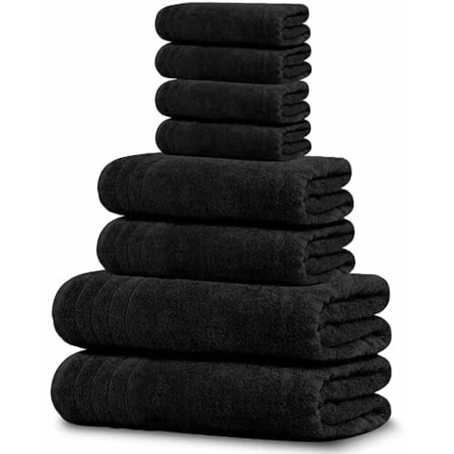 Ensemble de 8 serviettes 100 % coton – Légères et à séchage rapide