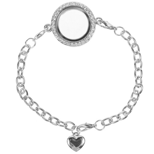 Crystal locket bracelet for floating charms white