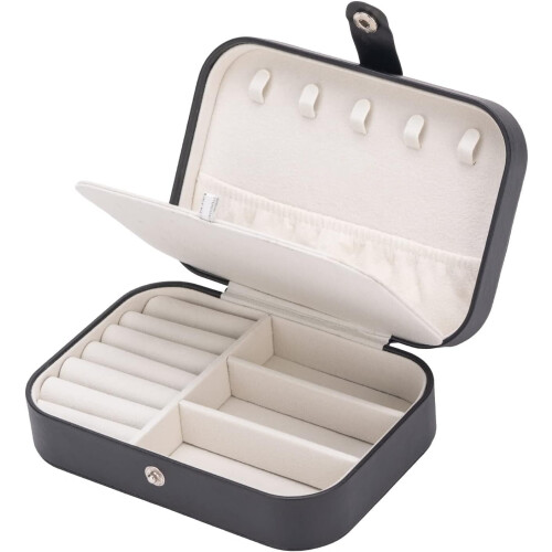 Jewelry Box PU Leather Double Layer Black