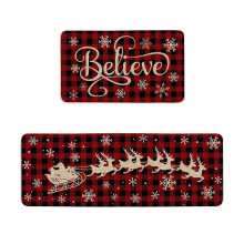 Christmas kitchen area rug set washable 2 pieces