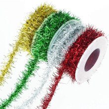 Christmas tinsel ribbon metallic 4 rolls