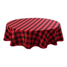 Christmas Round Tablecloth Waterproof Cotton Checkered