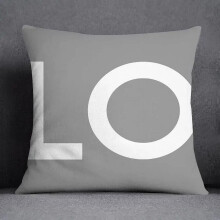 Cotton Linen Pillowcase Gray with White Floral Pattern