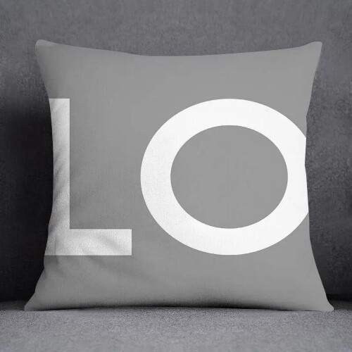 Cotton Linen Pillowcase Gray with White Floral Pattern