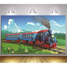 Train Party Backdrop Christmas Theme 7x10 ft