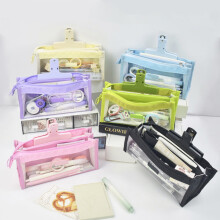 Hariumiu pencil case transparent 6-layer waterproof zipper