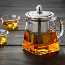 Clear heat-resistant glass teapot with stainless steel
