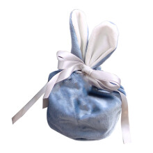 Easter gift bag blue velvet bunny ears storage holder
