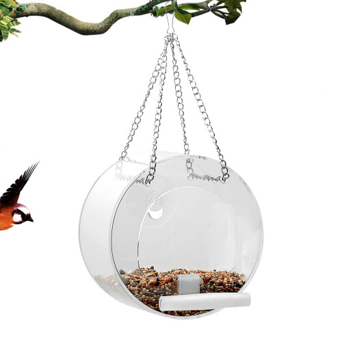 Window Bird Feeder with Suction Cup Round Clear