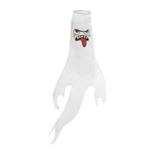 Decoração de Halloween com esqueleto e fantasma para pendurar em festas.