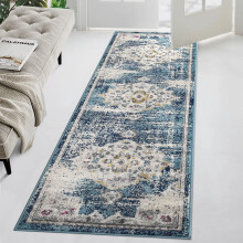 Haperlare abstract distressed runner rug blue 2'3" x 7'3"