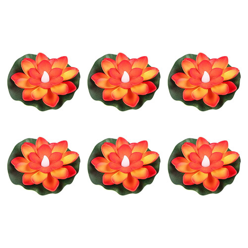 Πλωτά φώτα πισίνας LED Lotus, συσκευασία των 6