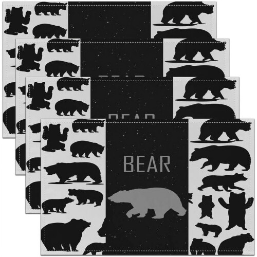 Set van 4 polyester placemats met berendesign