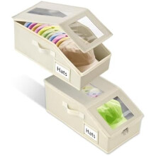 Boîte de rangement empilable pour chapeaux avec fenêtres transparentes – Lot de 2