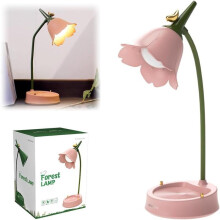 Lampe de bureau LED pliable pour enfants, commande tactile USB, 3 couleurs,motif fleurs roses et oiseaux