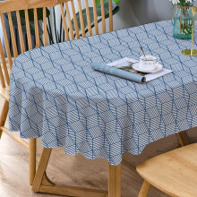 Blå geometrisk oval duk 135 x 180 cm