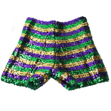Sequins Shorts for Women Trendy High Waist-2 rows of p go S