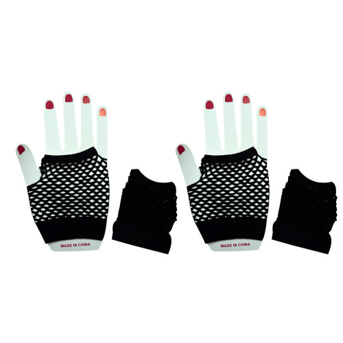 2 Pairs Fishnet Gloves Lightweight for Summer-Black os