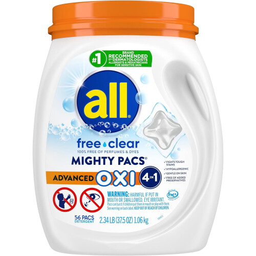 Mighty Pacs vaskemiddel med OXI flekkfjerner